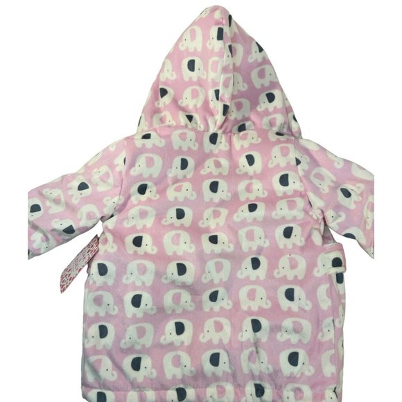 Zak & Zoey Plush Robe with Hood 0-9 Month Pink Elephants Brand New - Picture 6 of 10